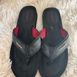 Coach Black and Red flip flops